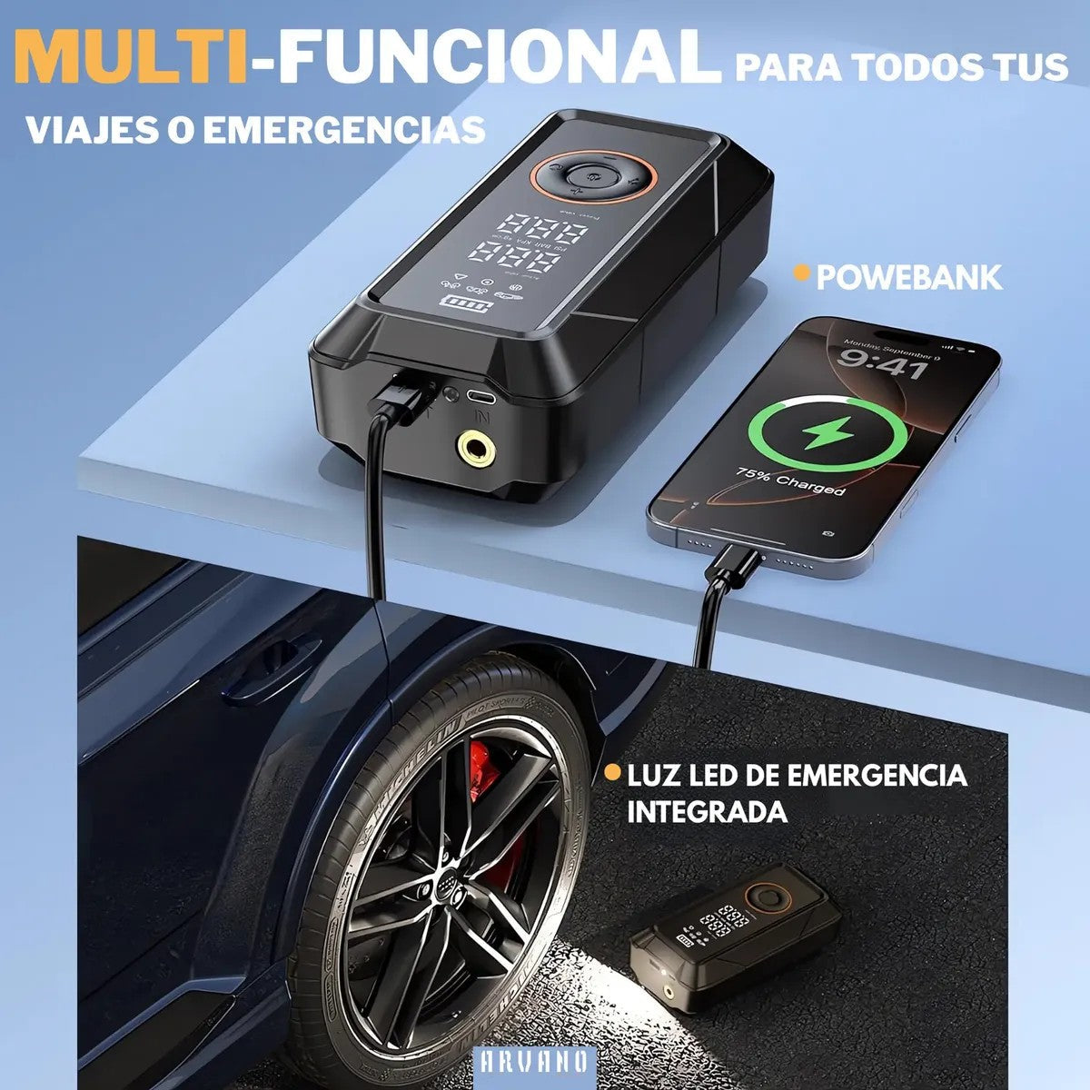 Compresor Aire Portatil Powerbank