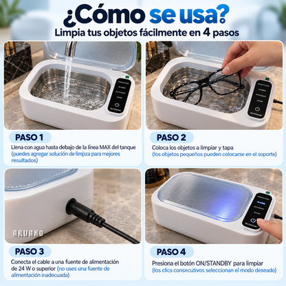 Limpiador Ultrasonico Portatil Y Digital Arvano